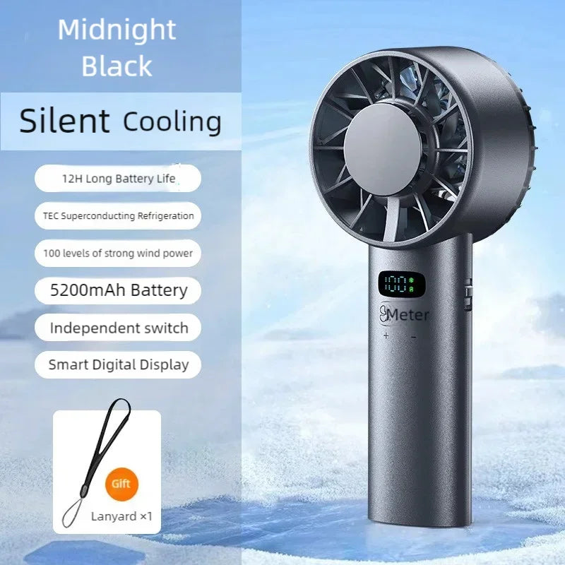 Ice-Cooling High-Speed Handheld Fan 5200Mah Portable Mini Fan, Suitable for Travel, Camping, and Outdoors
