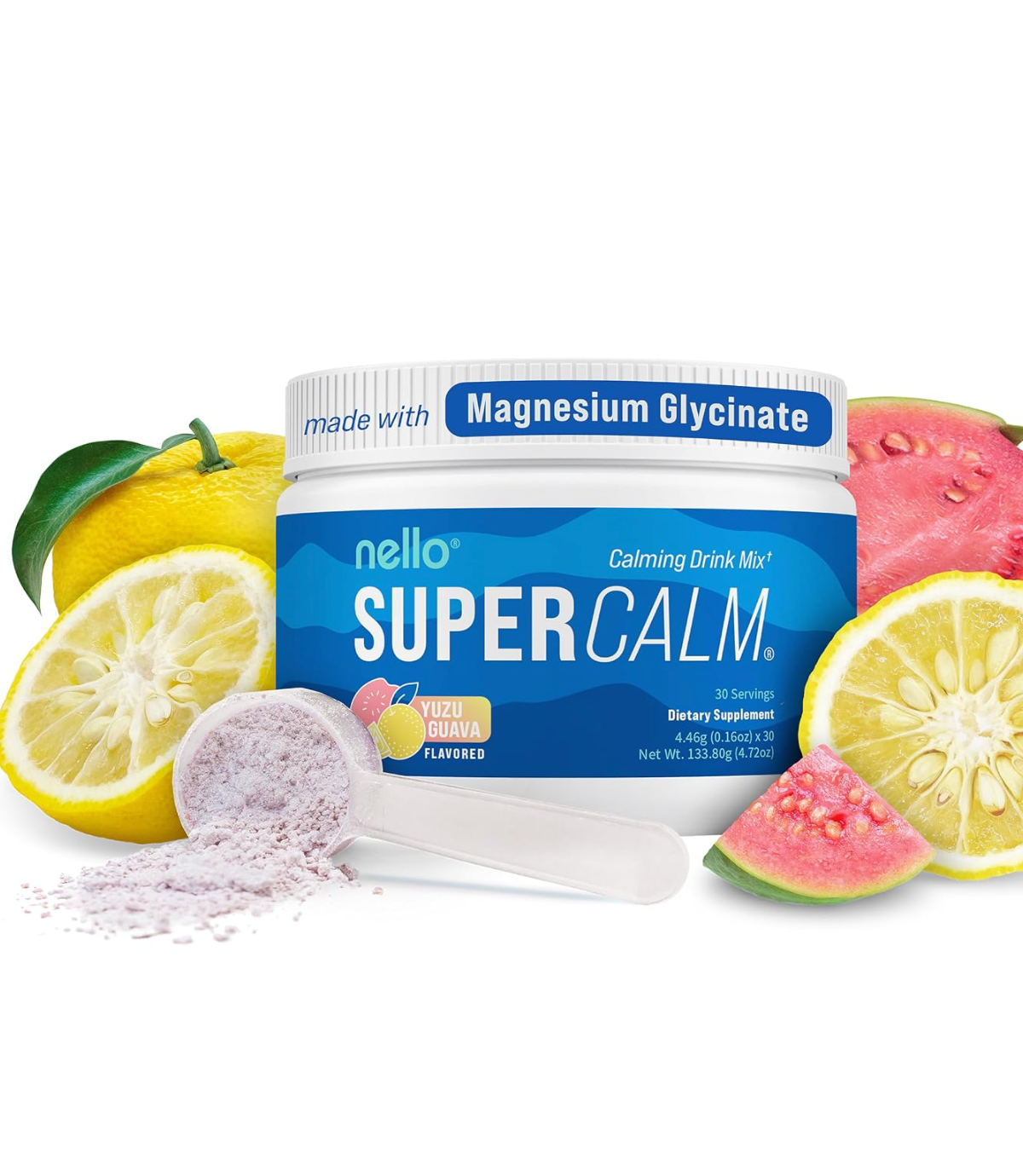 Nello Supercalm Calming Drink Mix with KSM-66 Ashwagandha Vitamin D3 Magnesium & L-Theanine Supports Cortisol Balance Mood & Sleep Helps Manage Stress Berry Flavored Dietary Supplement Healthcare Lemon