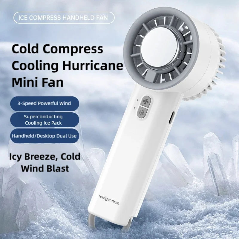 Ice-Cooling High-Speed Handheld Fan 5200Mah Portable Mini Fan, Suitable for Travel, Camping, and Outdoors