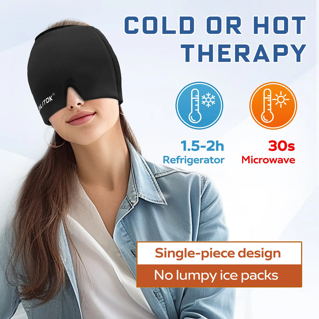 Migraine Headache Relief Cap, Gel Lce Head Wrap for Tension and Stress Relief.Suitable for Home Breaks, before Sleep, Office